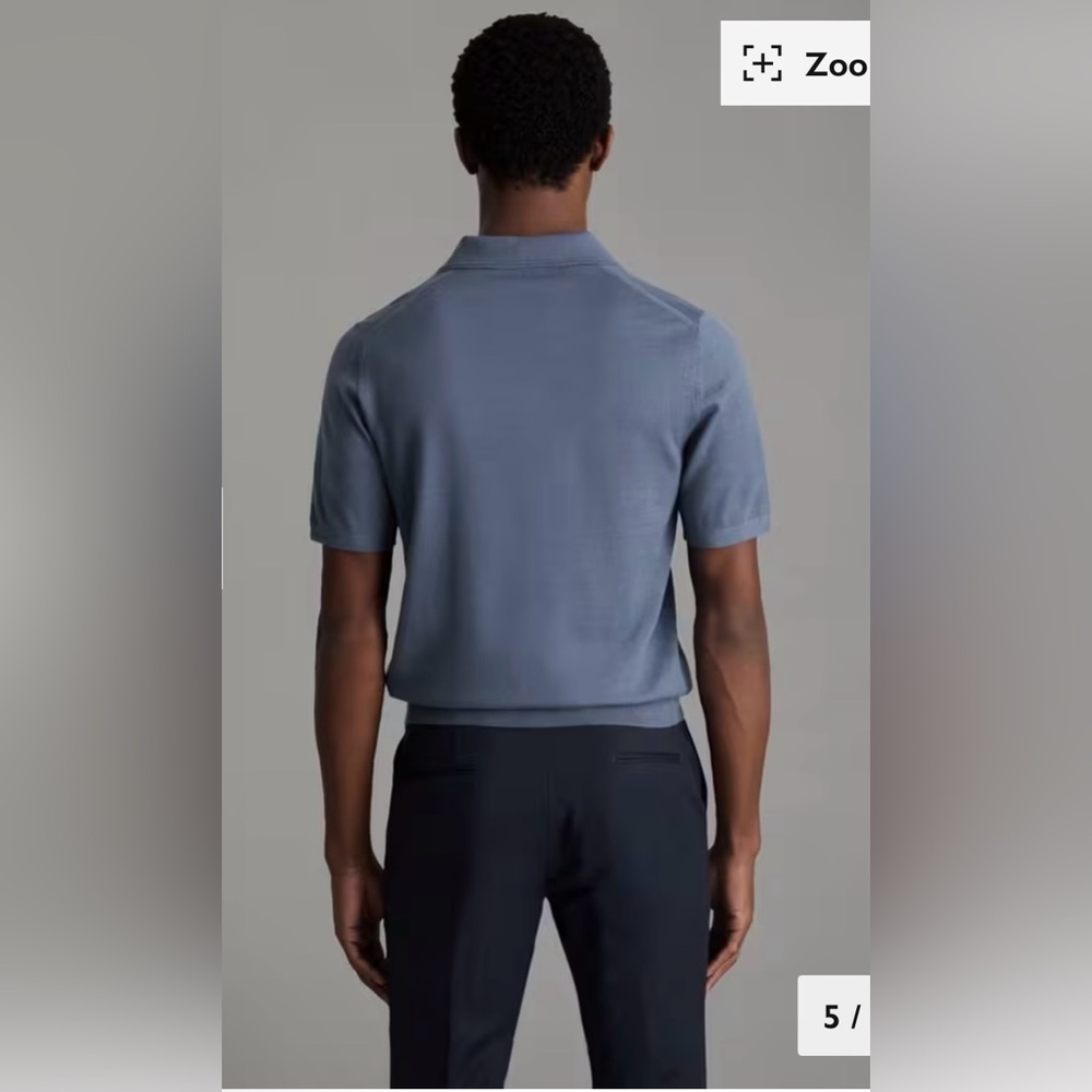 REISS 
Duchie Merino Wool Open Collar Polo Shirt - Washed Stone size M - Picture 3 of 10